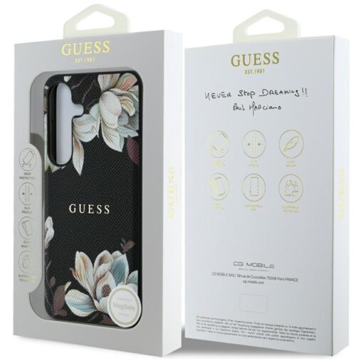 Guess HC Magnetic PU Grained Flowers Classic Logo case for Samsung Galaxy S25 black - Image 8