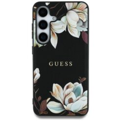 Guess HC Magnetic PU Grained Flowers Classic Logo case for Samsung Galaxy S25 Ultra black