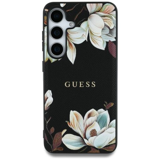 Guess HC Magnetic PU Grained Flowers Classic Logo case for Samsung Galaxy S25 Ultra black