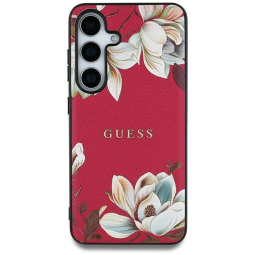 Guess HC Magnetic PU Grained Flowers Classic Logo case for Samsung Galaxy S25 Ultra fuchsia