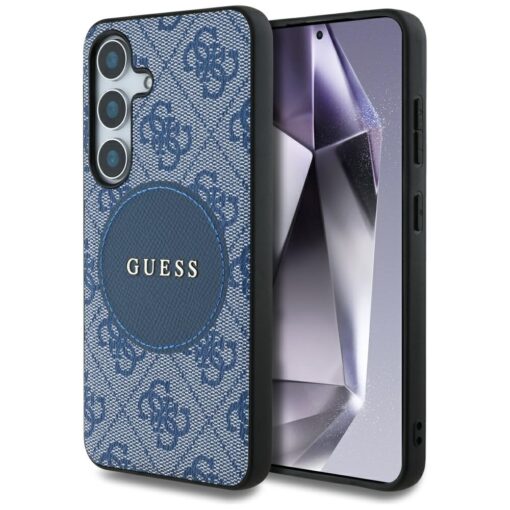 Guess HC MagSafe PU 4G Circle Classic Logo case for Samsung Galaxy S25 blue