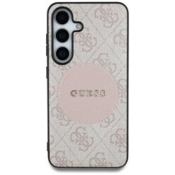 Guess HC MagSafe PU 4G Circle Classic Logo case for Samsung Galaxy S25 Ultra pink