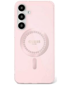 Guess HC Magnetic IML Rhinestones case for Samsung Galaxy S25 pink
