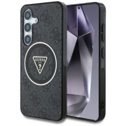 Guess HC Magnetic IML Metal Glitter 4G Circle Triangle case for Samsung Galaxy S25 black