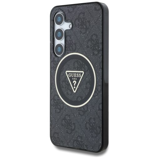 Guess HC Magnetic IML Metal Glitter 4G Circle Triangle case for Samsung Galaxy S25 black - Image 2