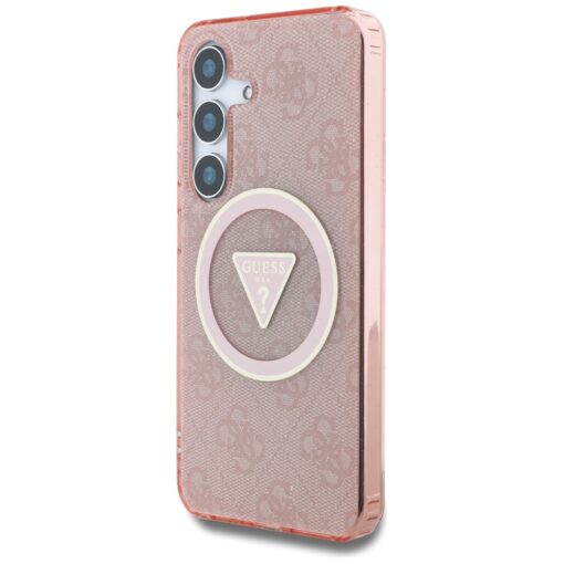 Guess HC Magnetic IML Metal Glitter 4G Circle Triangle case for Samsung Galaxy S25 pink - Image 2