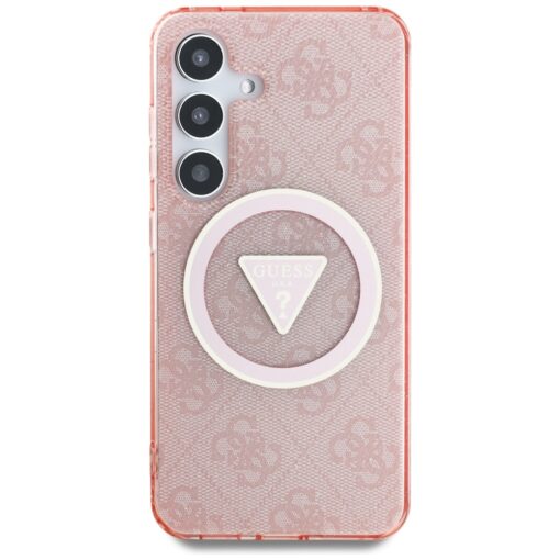 Guess HC Magnetic IML Metal Glitter 4G Circle Triangle case for Samsung Galaxy S25 pink - Image 3