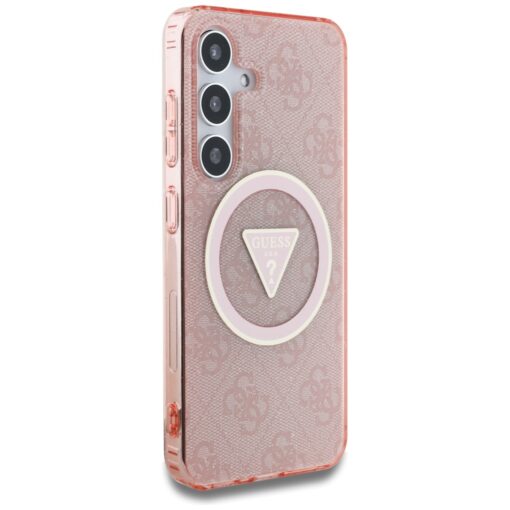 Guess HC Magnetic IML Metal Glitter 4G Circle Triangle case for Samsung Galaxy S25 pink - Image 4