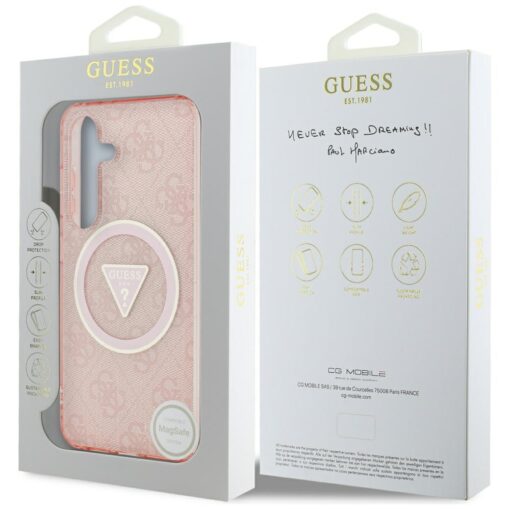 Guess HC Magnetic IML Metal Glitter 4G Circle Triangle case for Samsung Galaxy S25 pink - Image 8