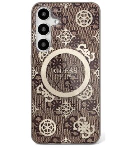 Guess HC Magnetic IML Peony on 4G Background case for Samsung Galaxy S25 brown