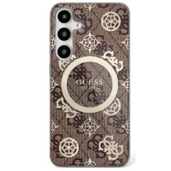 Guess HC Magnetic IML Peony on 4G Background case for Samsung Galaxy S25 Ultra brown