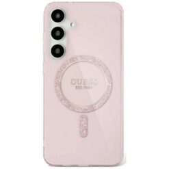Guess HC Magnetic IML Glitter Circle case for Samsung Galaxy S25 pink