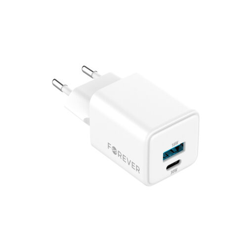 Forever TC-08-30AC GaN PD QC charger 1x USB-C 1x USB 30W white