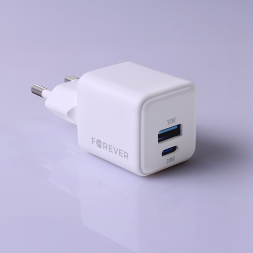 Forever TC-08-20AC GaN PD QC charger 1x USB-C 1x USB 20W white - Image 4