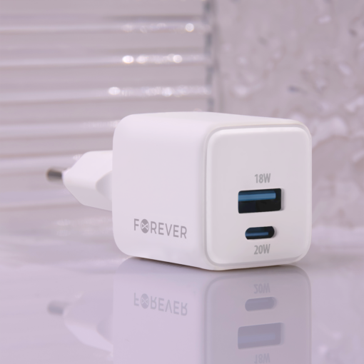 Forever TC-08-20AC GaN PD QC charger 1x USB-C 1x USB 20W white - Image 5