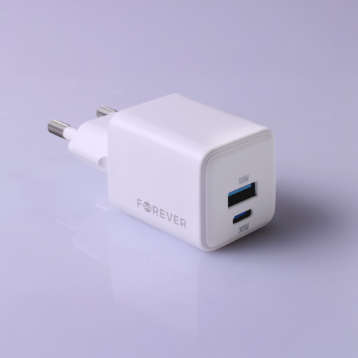 Forever TC-08-30AC GaN PD QC charger 1x USB-C 1x USB 30W white - Image 4