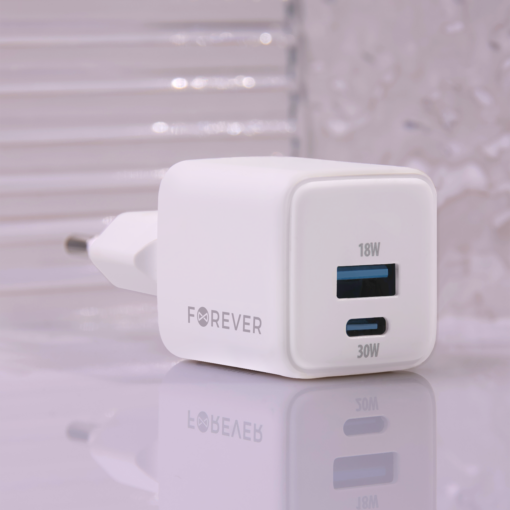 Forever TC-08-30AC GaN PD QC charger 1x USB-C 1x USB 30W white - Image 5