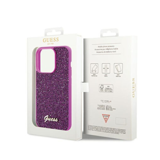 Guess Hardcase Disco Metal Script Case for iPhone 14 Pro 6.1 Fuchsia