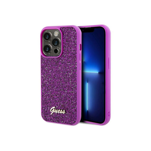 Guess Hardcase Disco Metal Script Case for iPhone 14 Pro 6.1 Fuchsia - Image 3