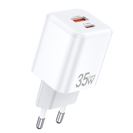 Laadija Awei PD66-EU 35W GaN USB-A/USB-Cvalge