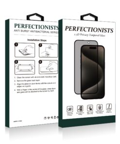 LCD kaitsev karastatud klaas 2.5D Privacy Perfectionists Apple iPhone 16 Pro Max must