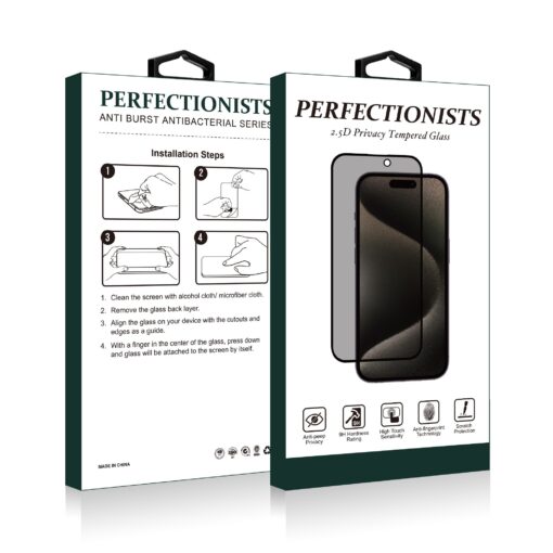 LCD kaitsev karastatud klaas 2.5D Privacy Perfectionists Apple iPhone 16 Pro Max must
