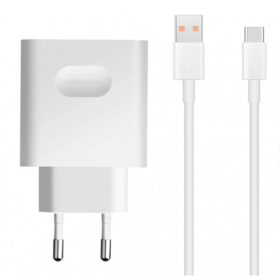 Laadija Huawei 66W 6A USB-A HW-110600E02 + USB-C cable valge