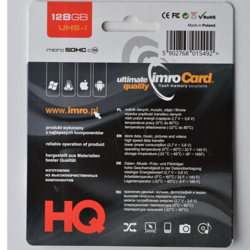 Imro memory card 128GB microSDHC cl. 10 UHS-I + adapter - Image 2
