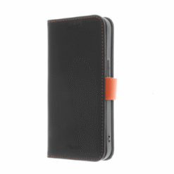 iPhone 14 Plus must/oranz Flip nahkkott