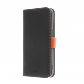 iPhone 14 Plus must/oranz Flip nahkkott
