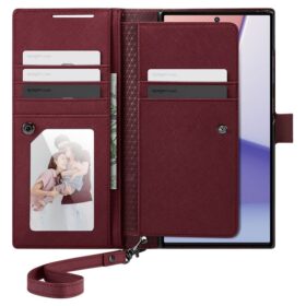Kaitseümbris kaanega Wallet S Plus, Samsung Galaxy S23 Ultra, tumepunane, Spigen