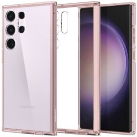 Kaitseümbris Ultra Hybrid, Samsung Galaxy S23 Ultra, läbipaistev heleroosa äärega, Spigen