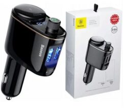 Car charger + FM transmiter BASEUS (S-06) (2xUSB,bluetooth, 3.4A) black