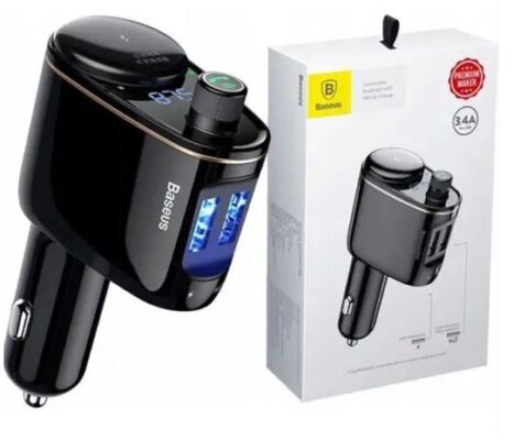 Car charger + FM transmiter BASEUS (S-06) (2xUSB,bluetooth, 3.4A) black