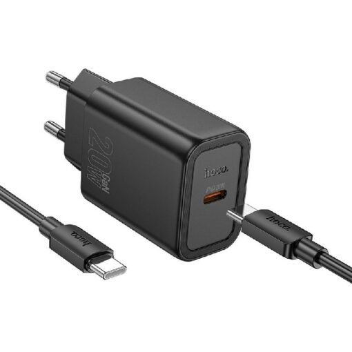 Charger HOCO N60 + "USB-C (Type-C) to USB-C (Type-C)" (1xUSB-C 20W) black