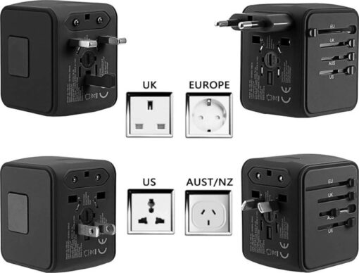 Charger Travel SET (SL-209PQ-2) (2xUSB; 1xUSB-C; US/UK/EUR/AUS) black