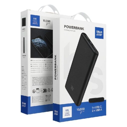 External battery POWER BANK Blue Star (W1061) 10000mAh (2xUSB; 1xType-C) black