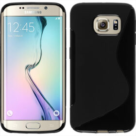 Kaitseümbris Samsung Galaxy S6 Edge, kummist, S-disain, must