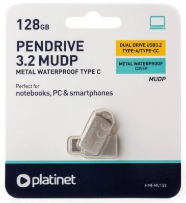 Memory usb drive Platinet Metal UDP 128GB USB 3.2 + Type-C