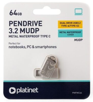 Memory usb drive Platinet Metal UDP 64GB USB 3.2 + Type-C