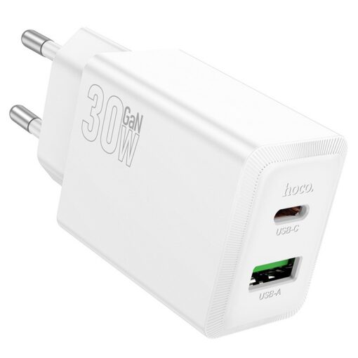 Laadija Hoco N71 30W GaN USB-C/USB-A valge - Image 2