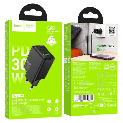 Laadija Hoco N71 30W GaN USB-C/USB-A must - Image 4