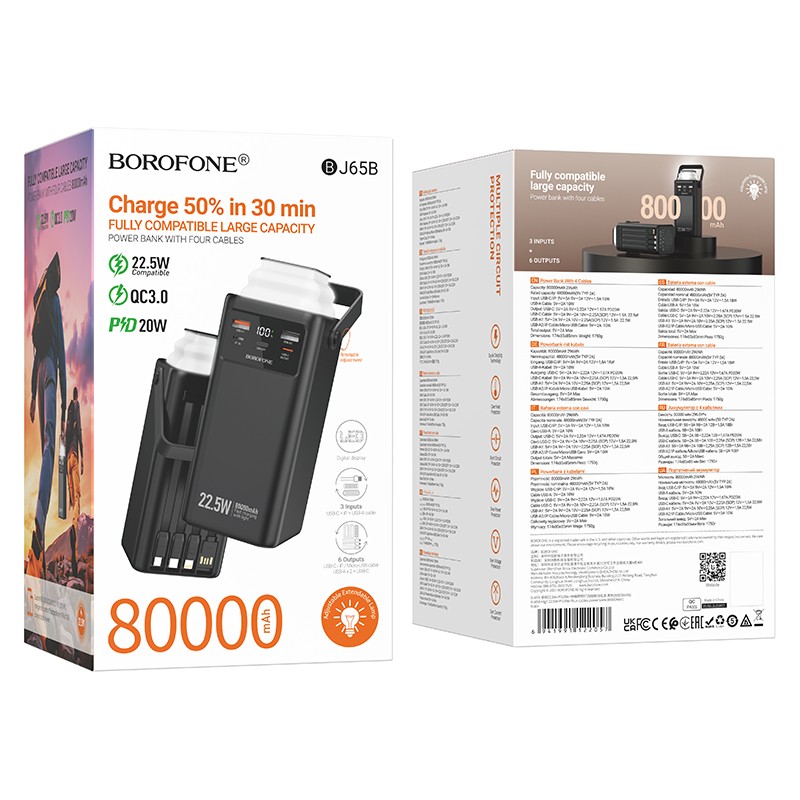 Väline aku Power Bank Borofone BJ65B 22.5W 80000mAh must - Image 5