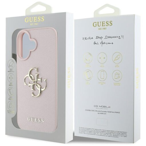 Guess Hardcase PU Grained Big 4G and Classic Logo Case for iPhone 16 6,1" Pink - Image 8