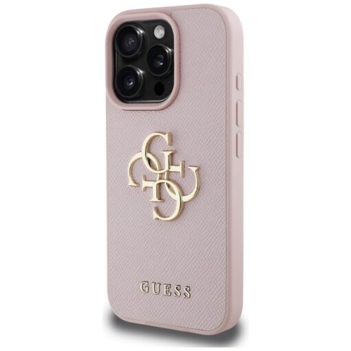 Guess Hardcase PU Grained Big 4G and Classic Logo Case for iPhone 16 Pro 6,3" Pink - Image 2