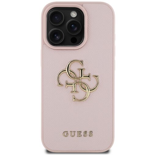 Guess Hardcase PU Grained Big 4G and Classic Logo Case for iPhone 16 Pro 6,3" Pink - Image 3