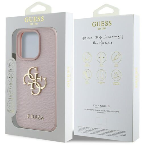 Guess Hardcase PU Grained Big 4G and Classic Logo Case for iPhone 16 Pro Max 6,9" Pink - Image 8