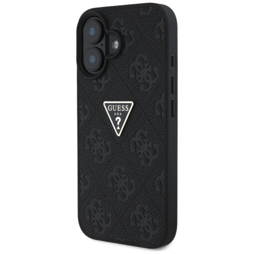 Guess Hardcase PU Grained Hot Stamp 4G Triangle Metal Case for iPhone 16 6,1" Black - Image 2