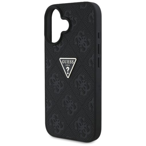 Guess Hardcase PU Grained Hot Stamp 4G Triangle Metal Case for iPhone 16 6,1" Black - Image 6