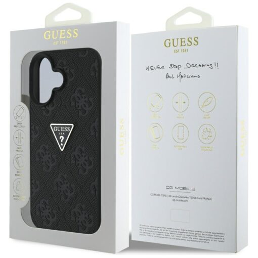 Guess Hardcase PU Grained Hot Stamp 4G Triangle Metal Case for iPhone 16 6,1" Black - Image 8